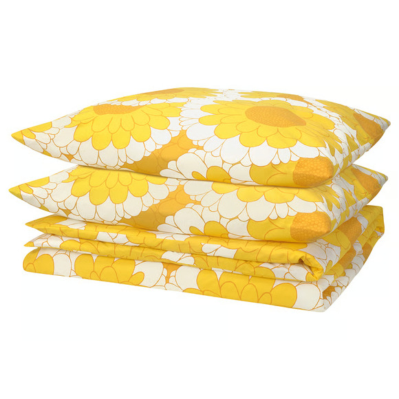 IKEA KRANSMALVA Duvet Cover & Pillowcase, Yellow, Full/Queen (805.720.57) NEW - Picture 1 of 4